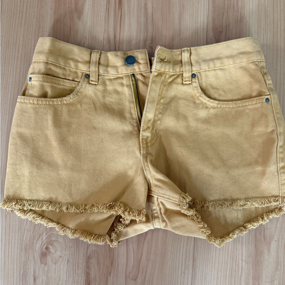 Billabong Yellow Jean Shorts Frayed Hem